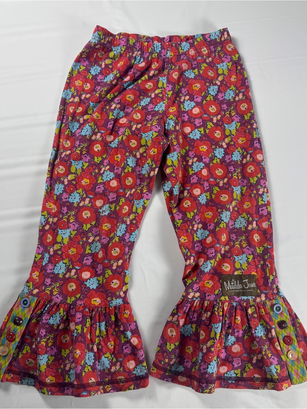 Matilda Jane Paint By Numbers Monet Big Ruffle Pants Girls 6 Floral Bennys EUC